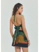 Snap Front Pocket Patchwork Wrap Green Floral Skirt 4685